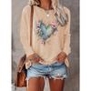 Women's letter print round neck long sleeve T-shirt