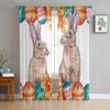 Easter Bunny Egg Flower Tulle Curtains For Living Room Home Decor Window Curtain Kitchen Sheer Voile Curtain