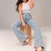 Женские эластичные расклешенные джинсы на пуговицах Джинсы без застежки Джинсовые брюки Джинсы стандартной посадки