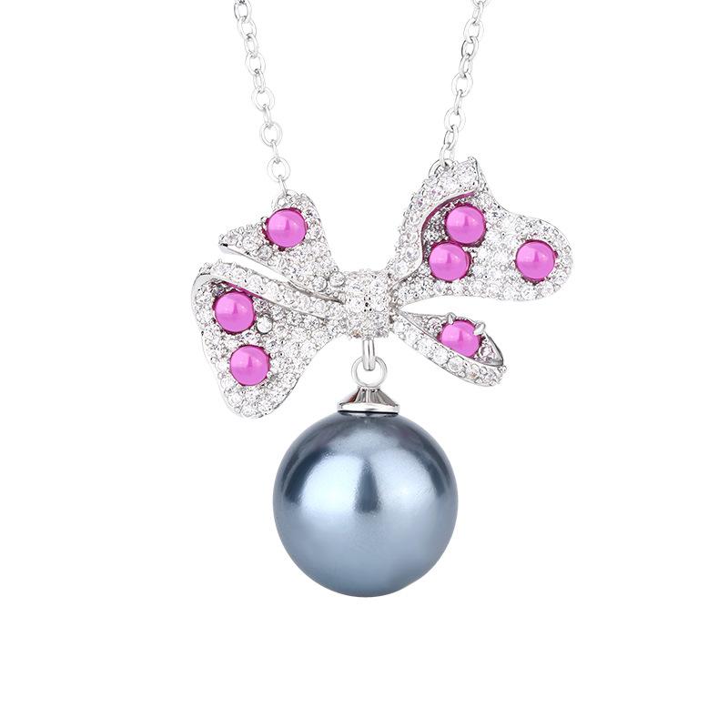 Жемчужный комплект, ожерелье, серьги, украшения в форме банта, фиолетовый свет изменит цвет, красный корунд светлый роскошные женщины