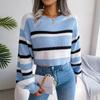 Women's  Winter Top  Style Casual Striped Long Sleeve Crop Knit Sweater