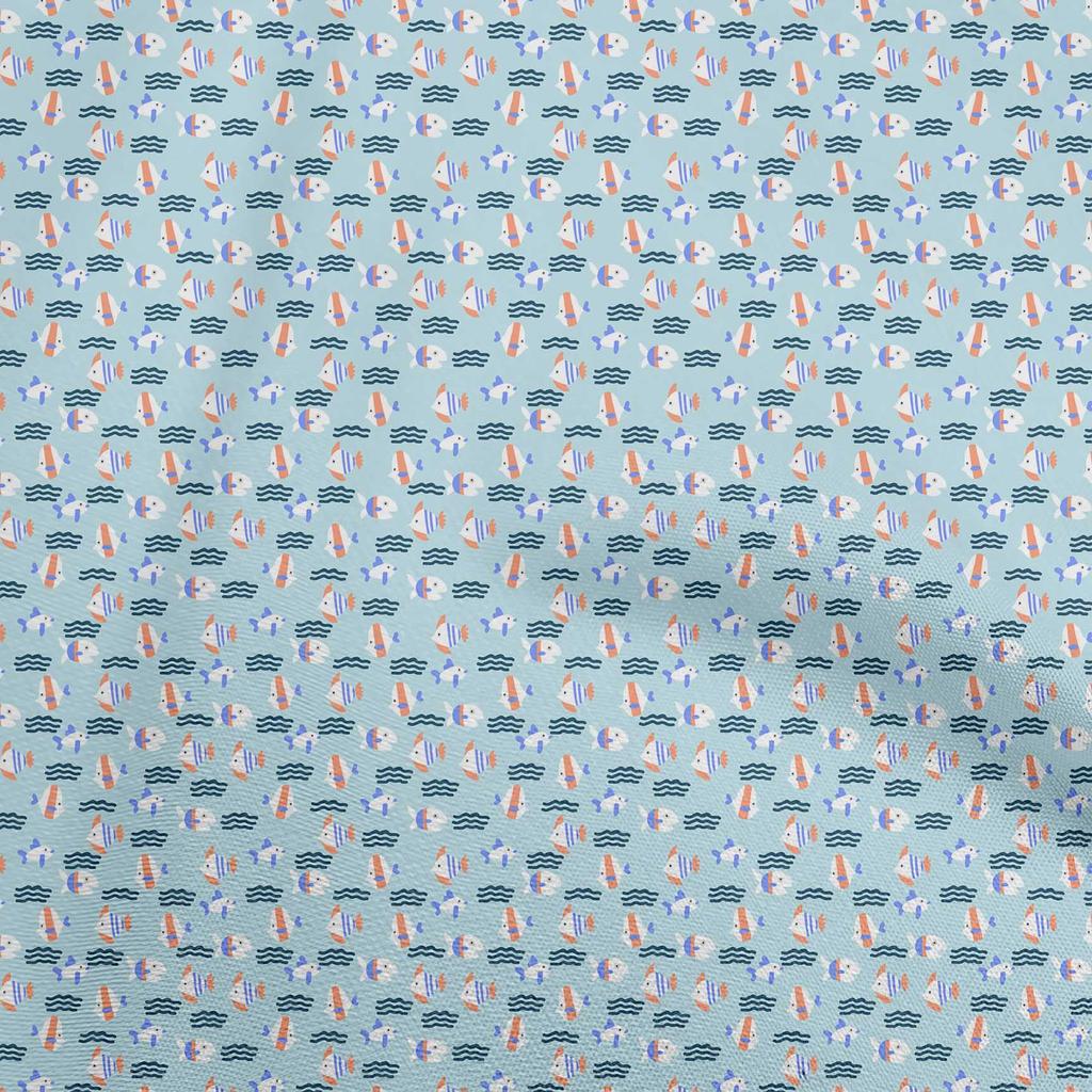 oneOone Cotton Flex Mint Green Fabric Underwater Sewing Material Print Fabric By The Yard 40 Inch