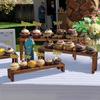 4Pcs/Set Wooden Tiered Riser Display Stand 4-Tie Perfume Organizer Stand Rustic Dessert Spice Figure Display Rack Riser Shelf Decoration