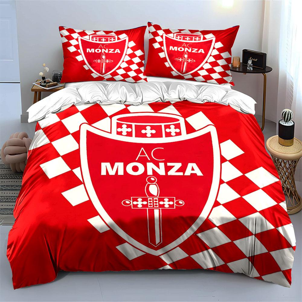 Red AC Monza Logo Bedding Set Bedding Duvet Cover Set Duvet Cover Pillowcases (1 * Duvet Cover 2 * Pillowcases, without duvet insert)