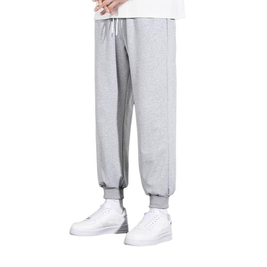 Мужские брюки весна-осень с боковыми карманами, эластичным поясом на шнурке, широкие штанины