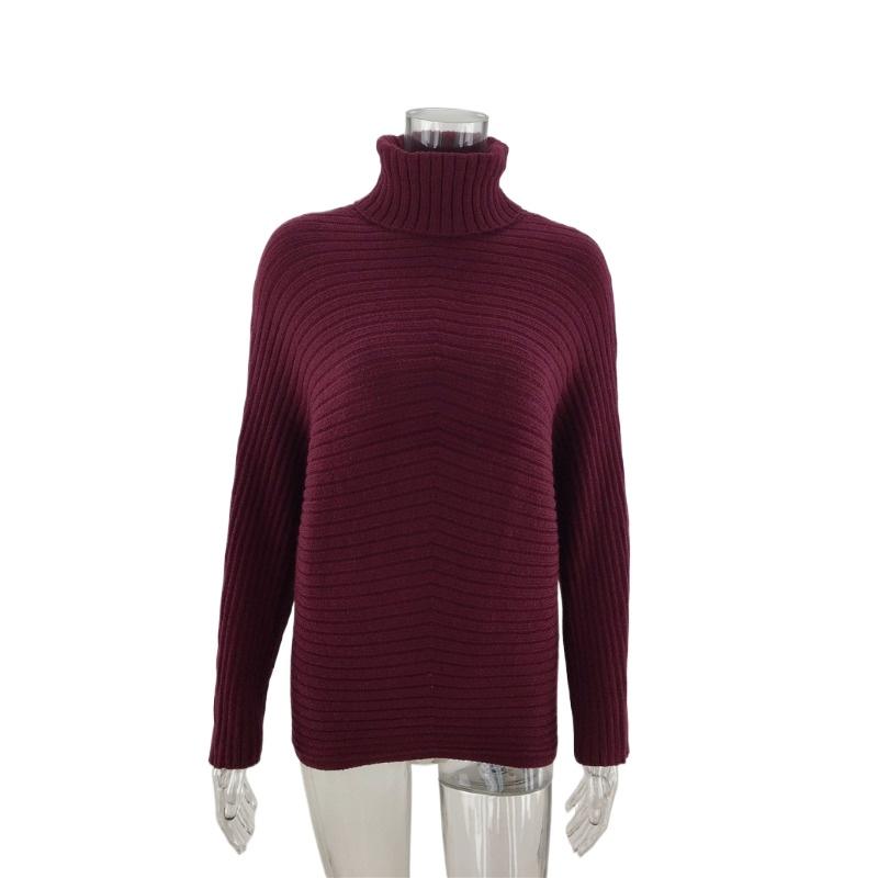 IHUASU Женский осенне-зимний трикотаж, свободный, большого размера, однотонный, с высоким воротом, модный свитер