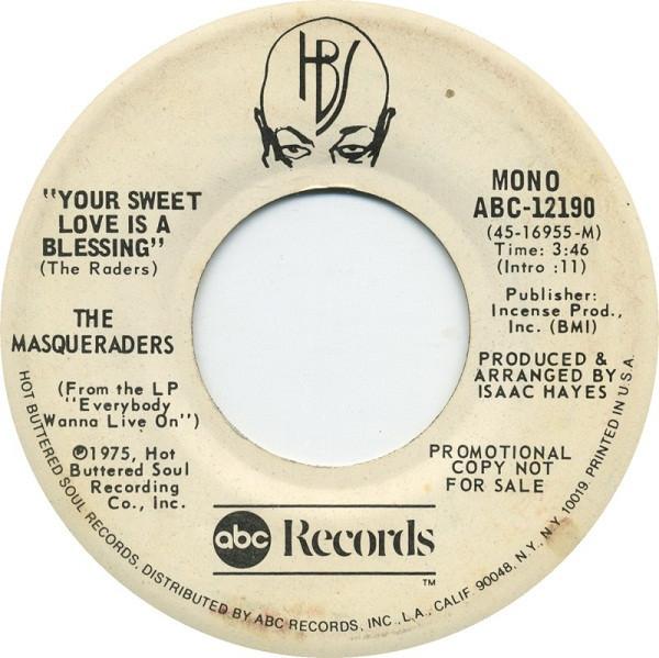 7-дюймовая пластинка MASQUERADERS - Your Sweet Love Is A Blessing ABC12190PROMO HBS, ABC Record 1975 US Соул/Фанк Б/У