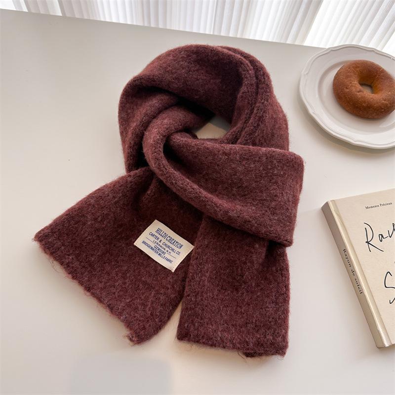 2024 Autumn/Winter New Solid Color Wool Knitted Scarf Medium Long Shawl Neck Versatile Warm For Women