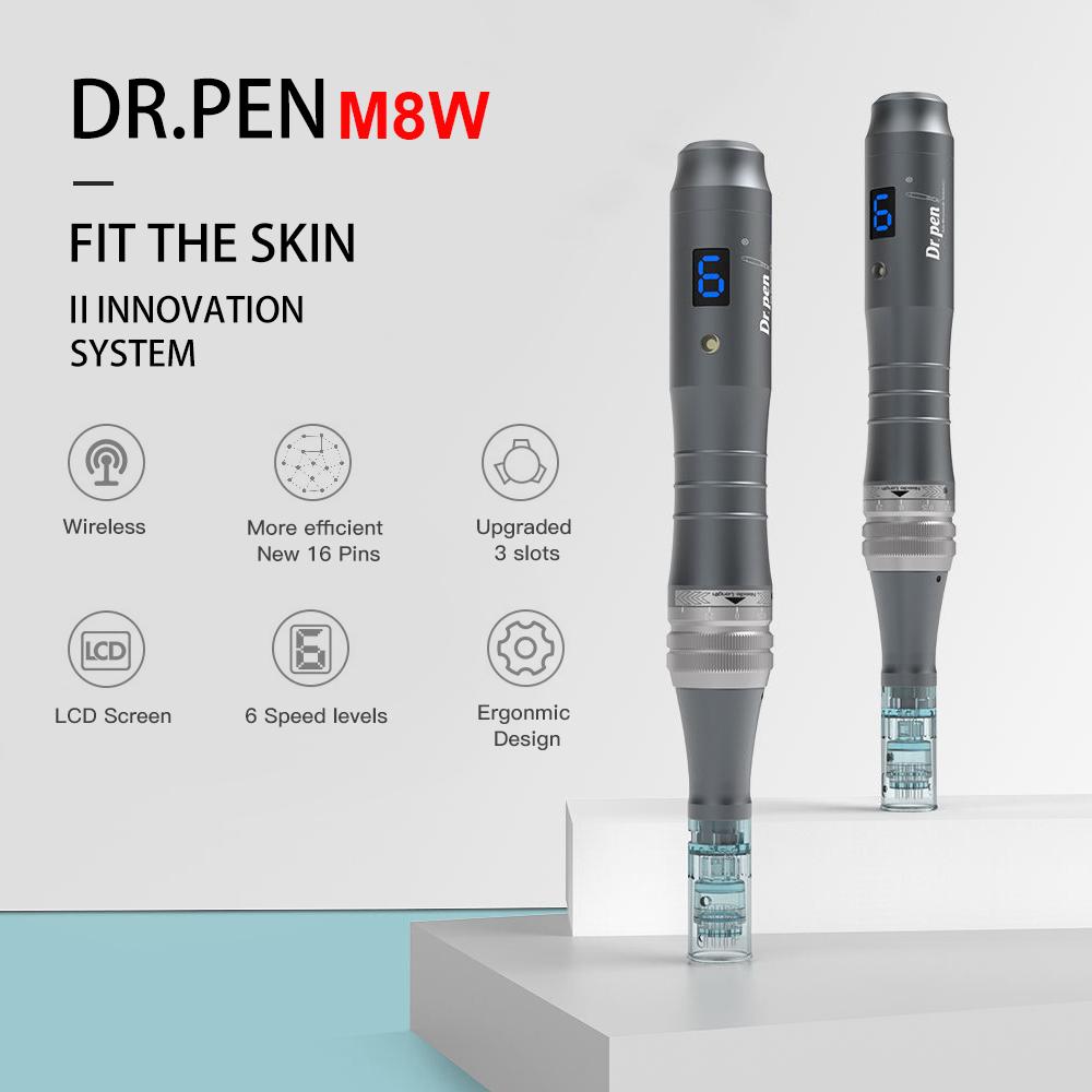 Dr.Pen M8W Перезаряжаемая ручка с микроиглами для мезотерапии, набор для ухода за кожей с 12 шт. картриджами, роликами для дермы, MTS, профессиональное устройство для салона красоты