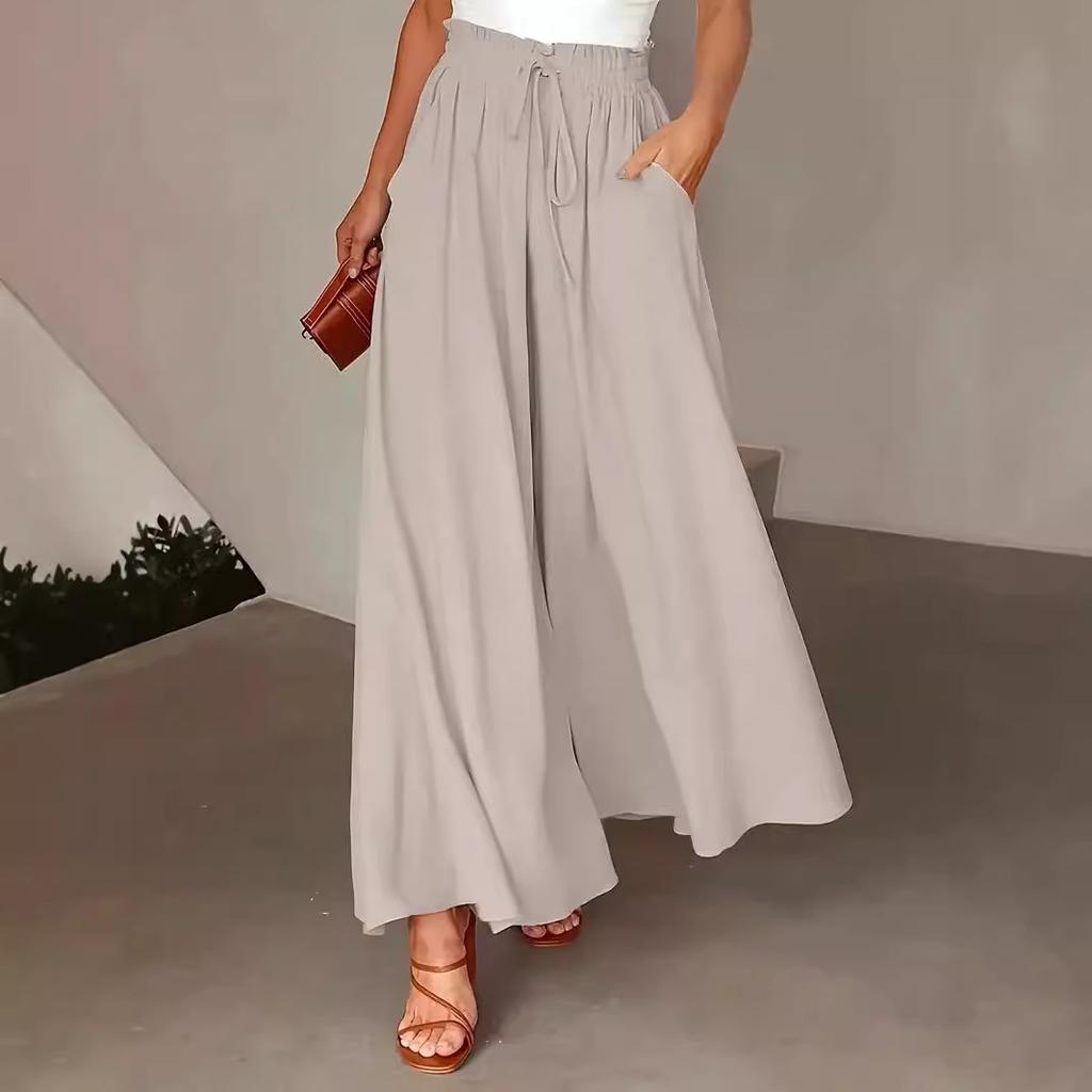 Women Summer Fashion Polka Dot Print Streetwear Y2K Wide Leg Pants High Waist Chic Loose Straight Trousers