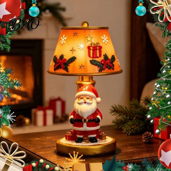 Creative Holiday Displays Christmas Lighted Table Lamp, Santa Claus Reindeer Office Desk Decorations Desktop Ornament for Living Room Bedroom