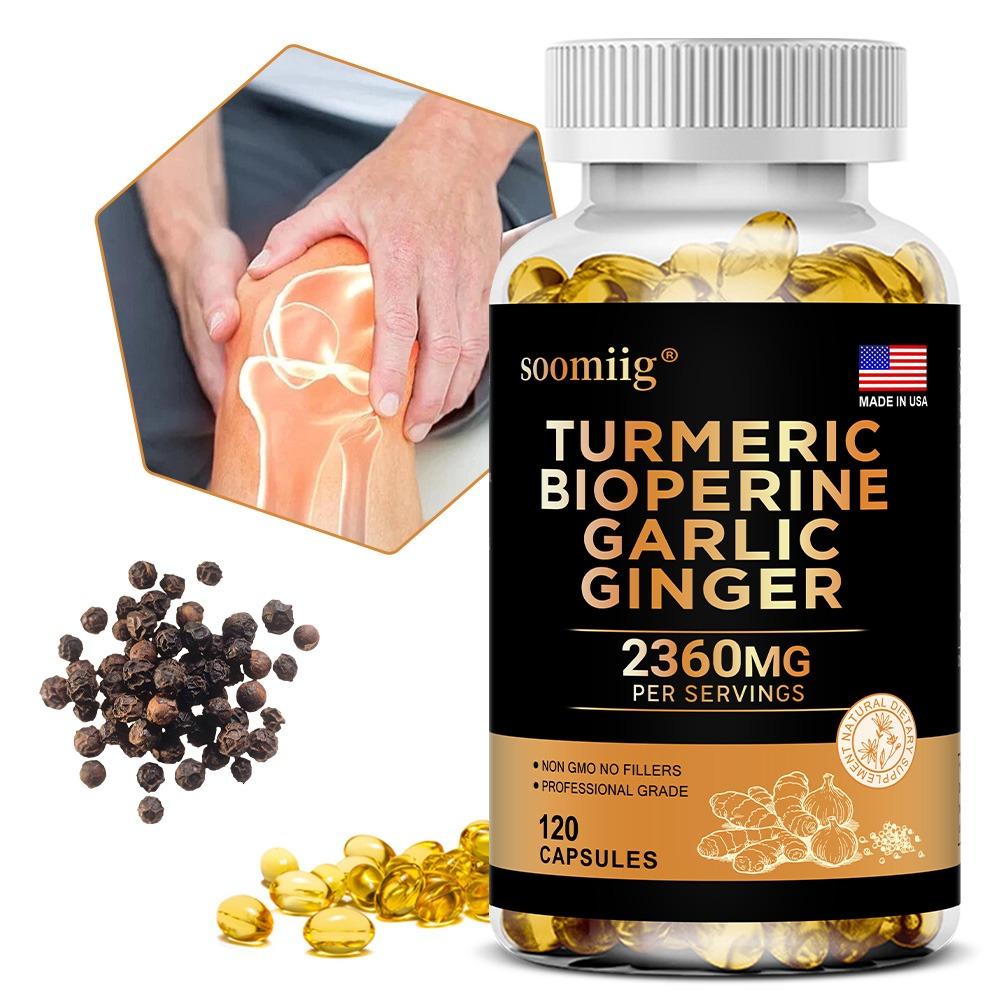 Soomiig Turmeric Curcumin 2360mg Capsules, Garlic, Ginger, Bioperine, 120 Caps