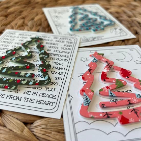 1/3Pcs Christmas Tree Bookmark with Card Tree Shape Acrylic Book Page Marker Clip Decoration