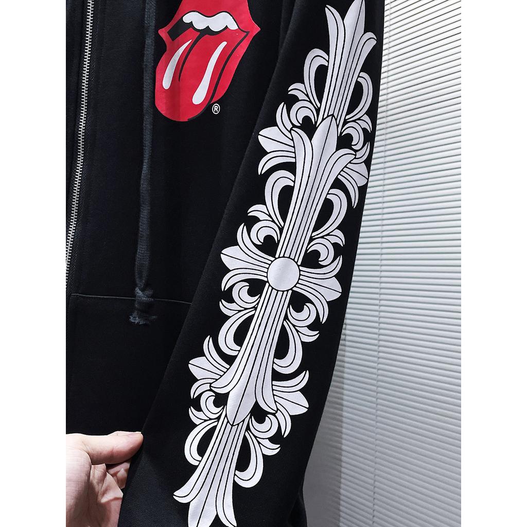 8359 CHROME HEARTS Новый Весенне-Осенний Большого Размера Тонкий Стиль Классический Стиль Логотип Молния С Капюшоном Толстовка для Пар