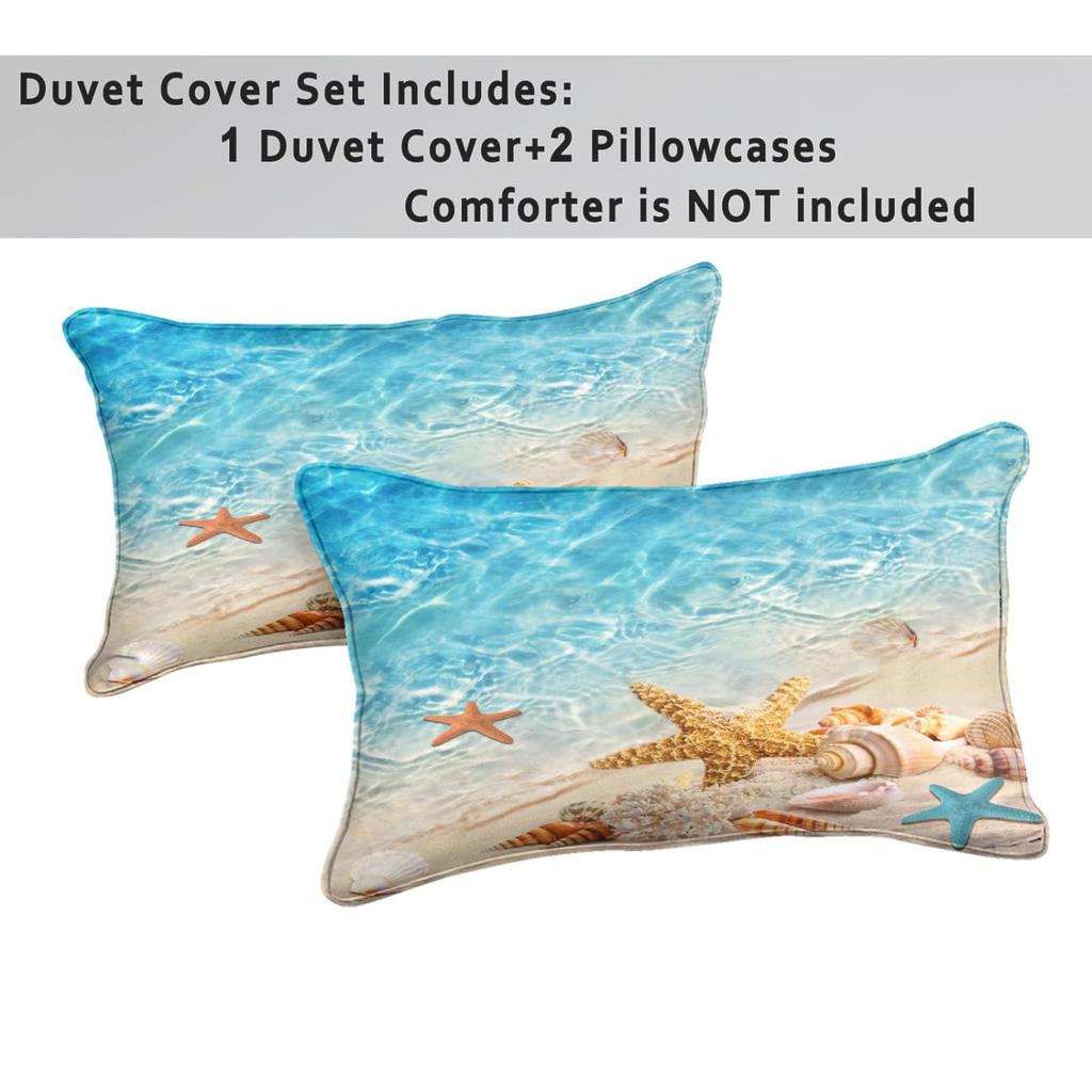 Starfish Conch Ocean Three-piece Quilt Cover 3D Digital Printing Bedding Set Bed Cover