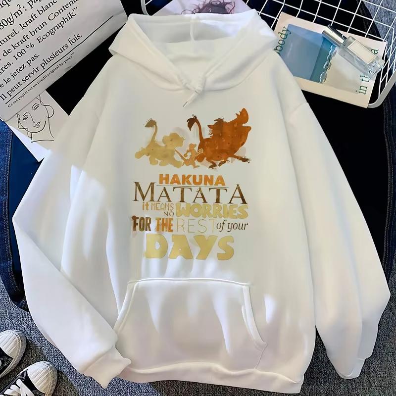 Hakuna Matata Funny Cartoon Simba Cute Anime Hoodie Women Harajuku Lion King Kawaii Manga Sweatshirt Graphic Hoodie Men
