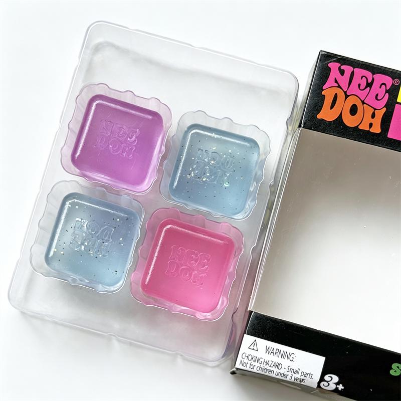 Needoh Nice Ice Baby 4 шт. Прозрачный ТПР Кубик Сенсорная Игрушка Блестки Мальтоза Мять Тянуть Снятие Стресса Залечить Расслабить Для Взрослых Подарок