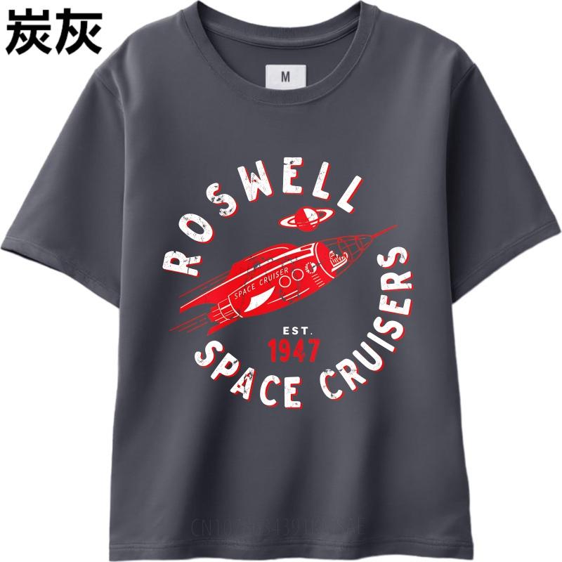 Black Summer Women Tshirt Roswell Space Cruisers Established 1947 Rocket Design Short Sleeve Workout Crew Neck Tee Shirt