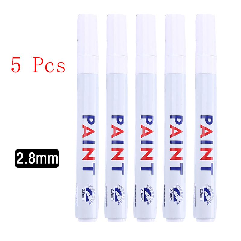5pcs Drawing Art Supplies Oil Marker Permanent White Marker Dot Marker Pen White Pen Writting Makers Pen 0.8mm 1.0mm 2.0mm 2.8mm