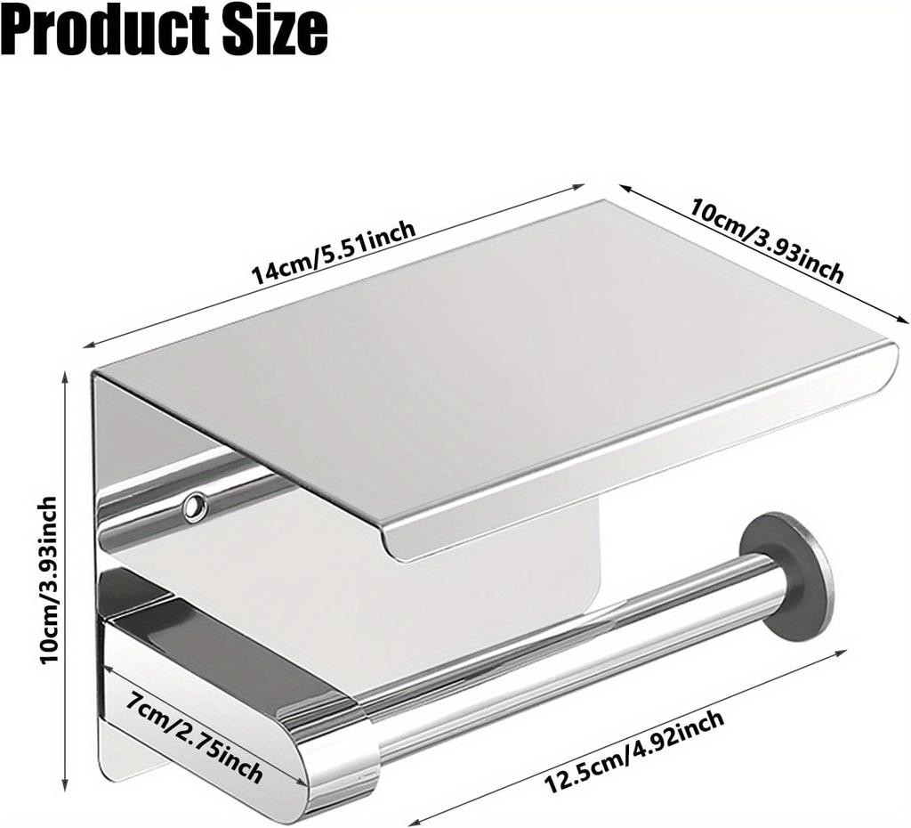 Держатель для туалетной бумаги из нержавеющей стали, держатель для рулона бумаги с отверстием для полки, настенное крепление для держателя туалетной бумаги (черный)