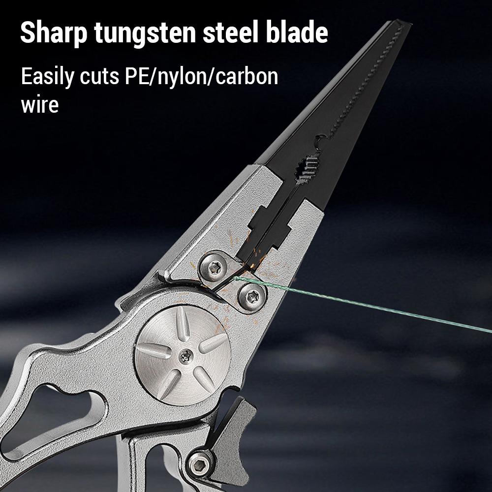 Aluminum Alloy Fishing Pliers Hook Remover Fishing Line Cutters with Sheath and Lanyard