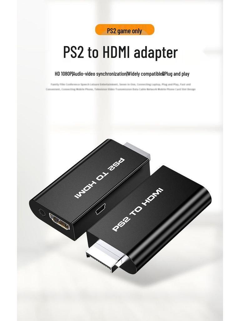 Конвертер PS2 в HDMI: Компонент игровой консоли к HDMI, HD 1080P со звуком/видео