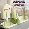 Convenient Baby Bottle Brush Set Long Handle Washing Tool Set Portable Bottle Drying Rack  Toddler
