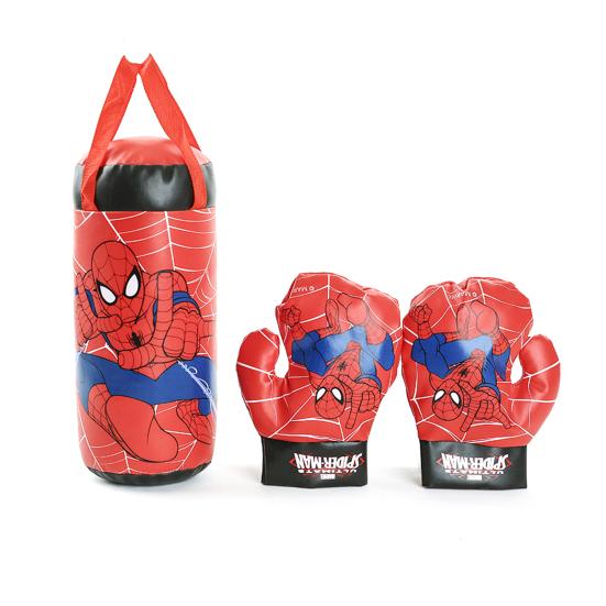 Boxing Toy Set Spiderman Printing Stress Relief PVC Decompression Punching Bag Gloves for Children
