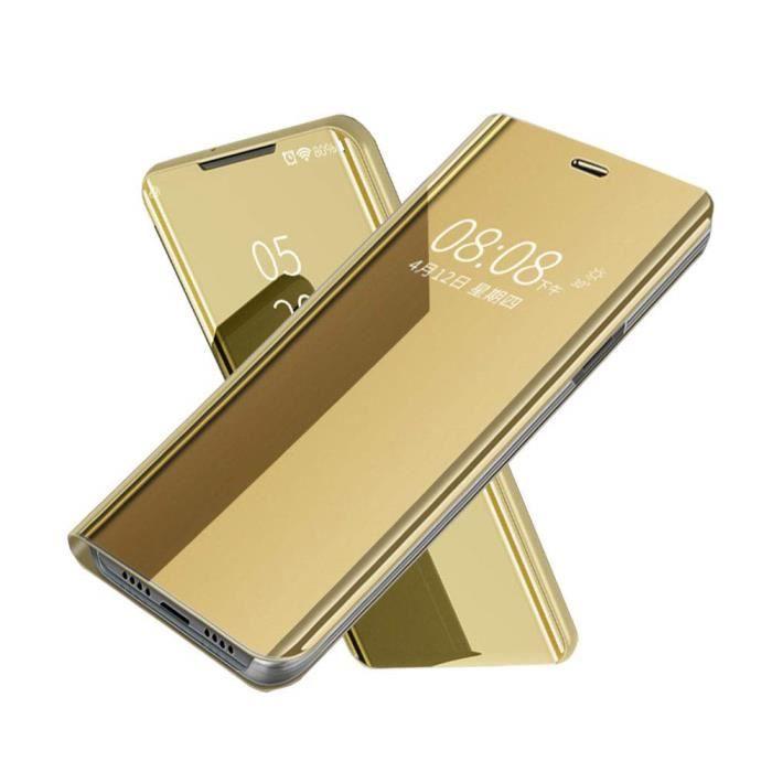 Coque Xiaomi Mi 10 Lite, Antichoc Miroir Folio Mince Avec Support Protection Robuste Pour Xiaomi Mi 10 Lite, Or