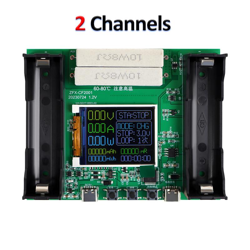 2/4 канала 18650 тестер аккумуляторов мАч МВтч цифровой детектор мощности аккумулятора модуль Type-C 18650 тестер емкости литиевых аккумуляторов