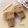 Warm Sheep Wool Knitted Faux Rabbit Fur Couples Fingerless Mittens Wrist Gloves Exposed Finger