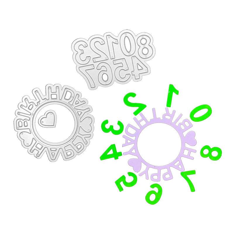 Номер и письмо на день рождения, художественный узор, металлические стальные трафареты, трафареты для скрапбукинга, ремесленные штампы, 3D DIY, изготовление фестивальных карт