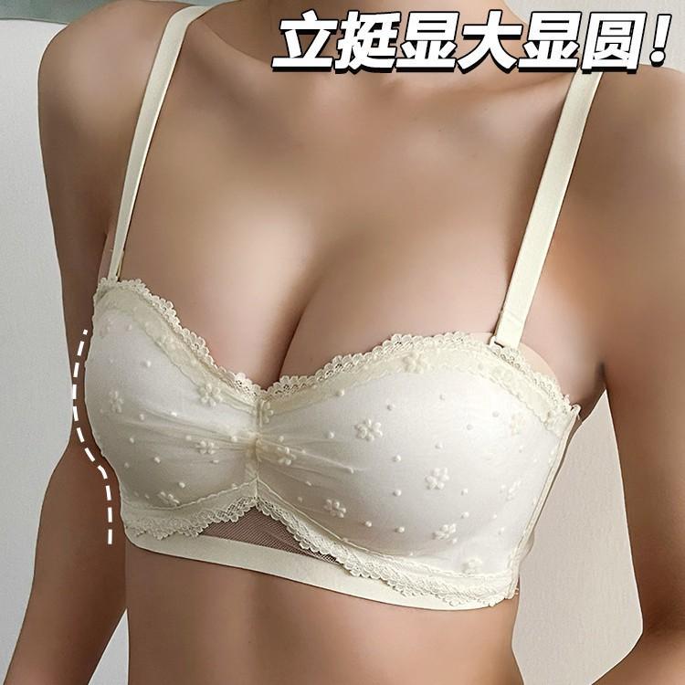 Small chest lace half cup gathering underwear women's small breasts show big upper support anti-sagging no steel ring sweet girl bra cover