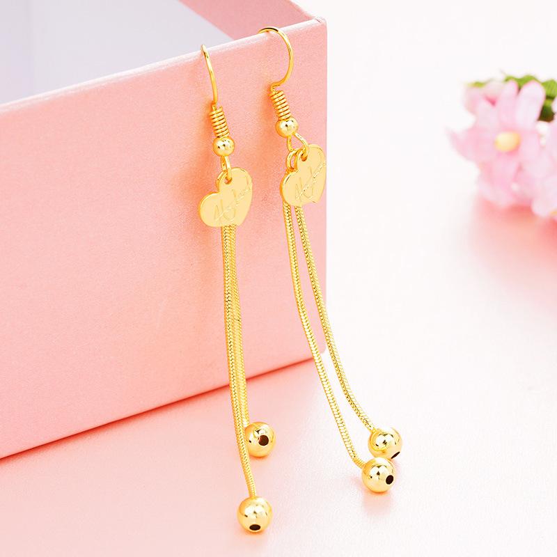 Высококачественные серьги с имитацией песочного золота: Долговечный дизайн кисточек для женщин, трансграничные медные аксессуары