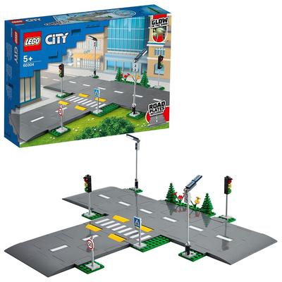 LEGO City Соединяемая дорожная плита, перекресток 60304, Игрушка для мальчиков и девочек