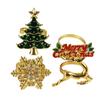 6 Sets of Creative Merry Christmas Napkins Ring Glossy Deer Christmas Snowflakes Christmas Tree Napkin Buttons 24 Pieces
