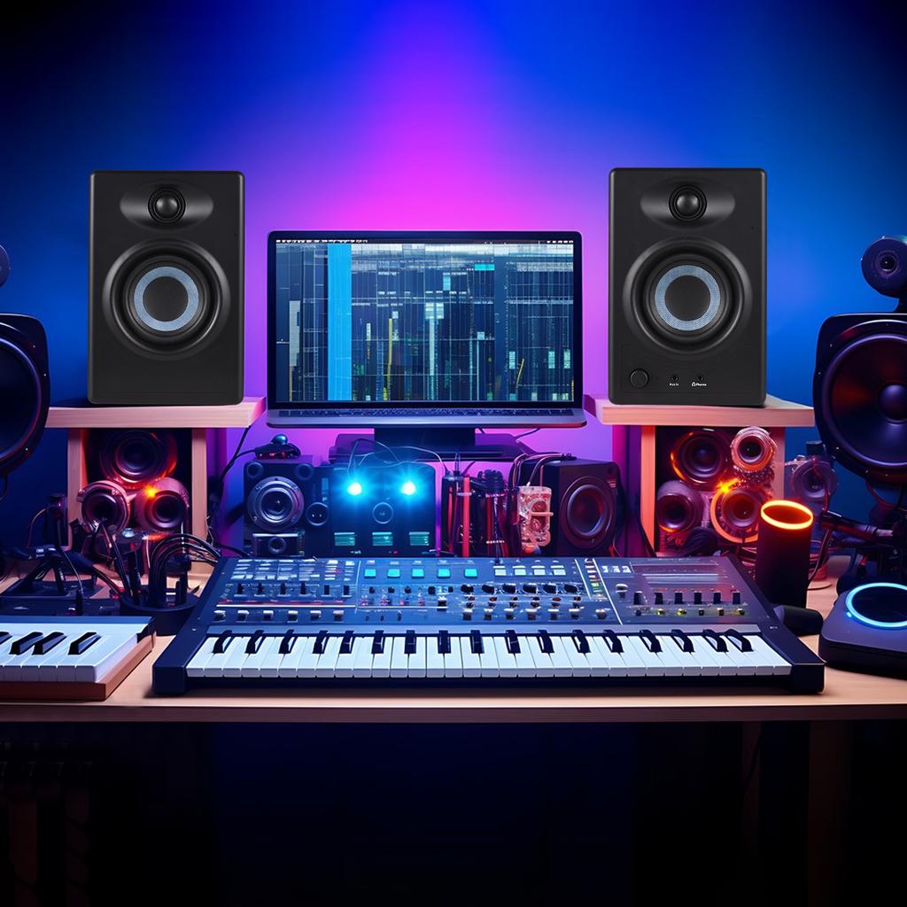 50W Studio Monitor Speakers Desktop Wireless BT Monitoring Speaker Active Near-field Monitor