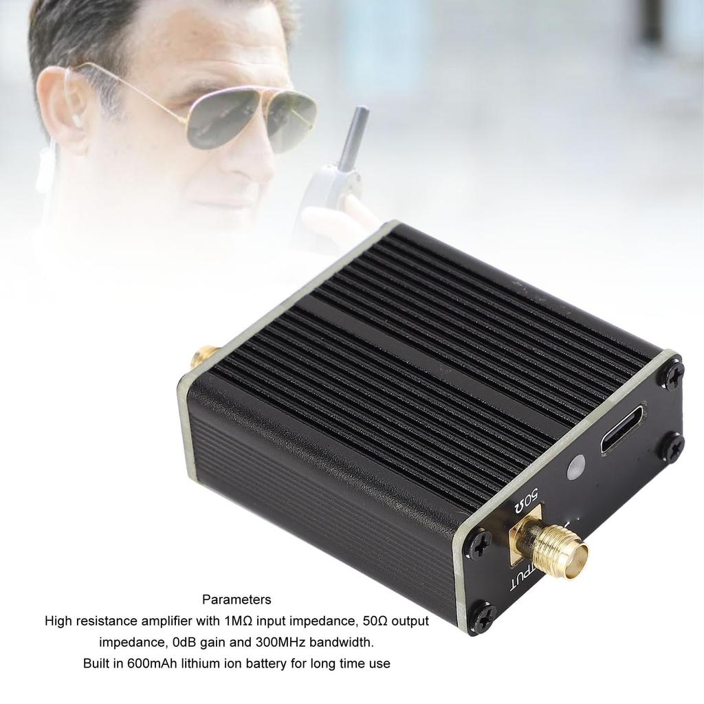 Высокоимпедансный усилитель, Профессиональный Hi Z усилитель для кольцевой антенны и антенны-петли для SDR, Встроенный литий-ионный аккумулятор 600 мАч
