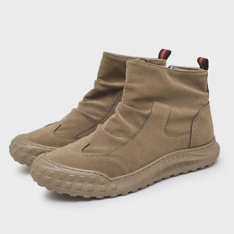 Men's Waterproof High-Top Retro Suede Martin Boots - Dirt-Resistant Casual Work Shoes for Autumn and Winter
