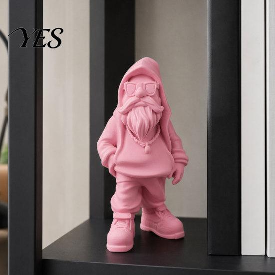 Durable Garden Decoration 3D Printed Gnome Figurine, Streetwear Hip-Hop Style Ornament with Hoodie Sunglasses, And Home Sturdy Anti-Tip Base,