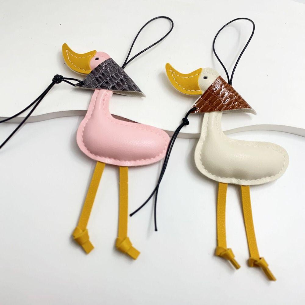 DIY Scarf Duck Pendant Hanger Bag Charm Cute Pu Leather DuckKeychain Women