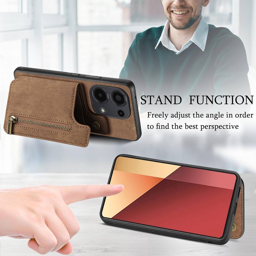 Чехол для телефона с держателем для карт на молнии, складным кошельком и фоторамкой для iPhone, Samsung, Xiaomi, Google, магнитный, совместимый с автомобильным креплением