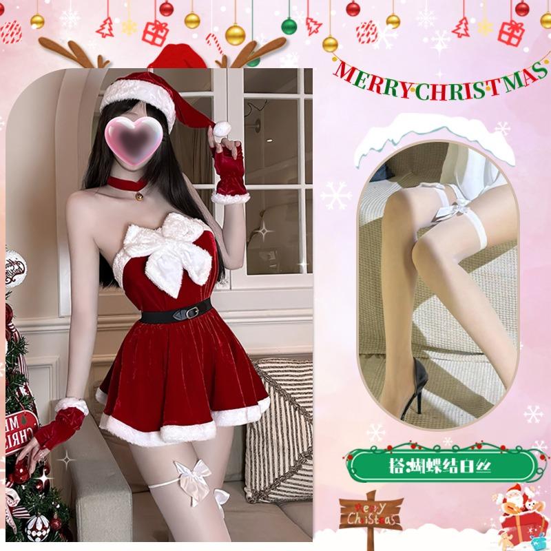 Christmas Suit Dress Sexy Autumn and Winter Cos Premium Christmas New Dress Tutu Skirt Temperament Socialite Fat M
