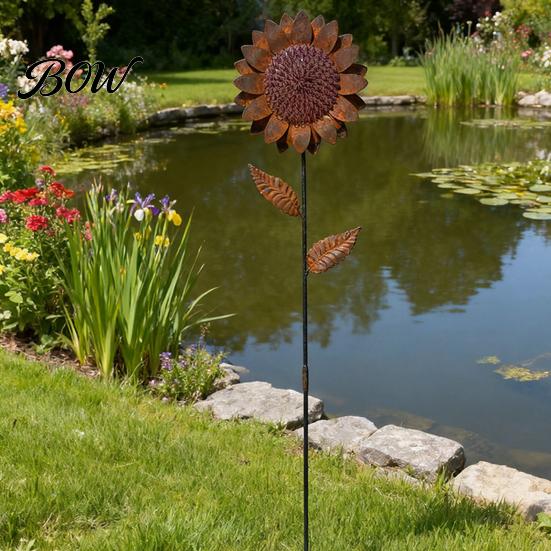 Rustic Metal Garden Stakes Sunflower Stake, Retro Rusty Flower Sculpture, Decorative Ornament for Outdoor Yard Patio Lawn Decoration Heavy