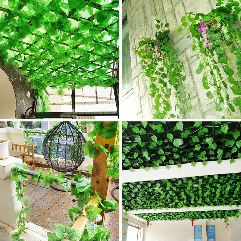 Rattan Artificial Grape Leaf Vine - Green Plant Decor Strips for Landscaping