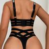 2 Pcs/Set Underwear Set Tempting Hollow Out Bandage Shoulder Straps High Elasticity Nightwear No Pads High Waist Sleeping Bra