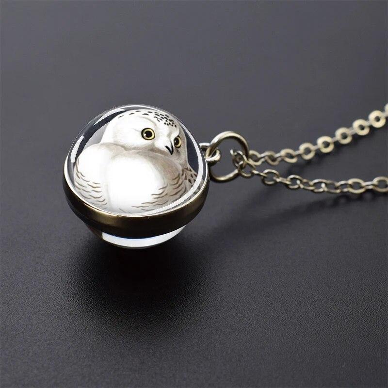 Попугай Феникс Павлин Ворон Ласточка Воробей Сова Двусторонний Стеклянный Шар Подвеска Ожерелье Мужчины Женщины Ювелирные Изделия Подарок