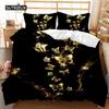Black Gold Butterfly Bedding Set Luxury Black Duvet Cover 2/3Pcs Printed Comforter Bedding Sets for Adults Bed Set Room Decor