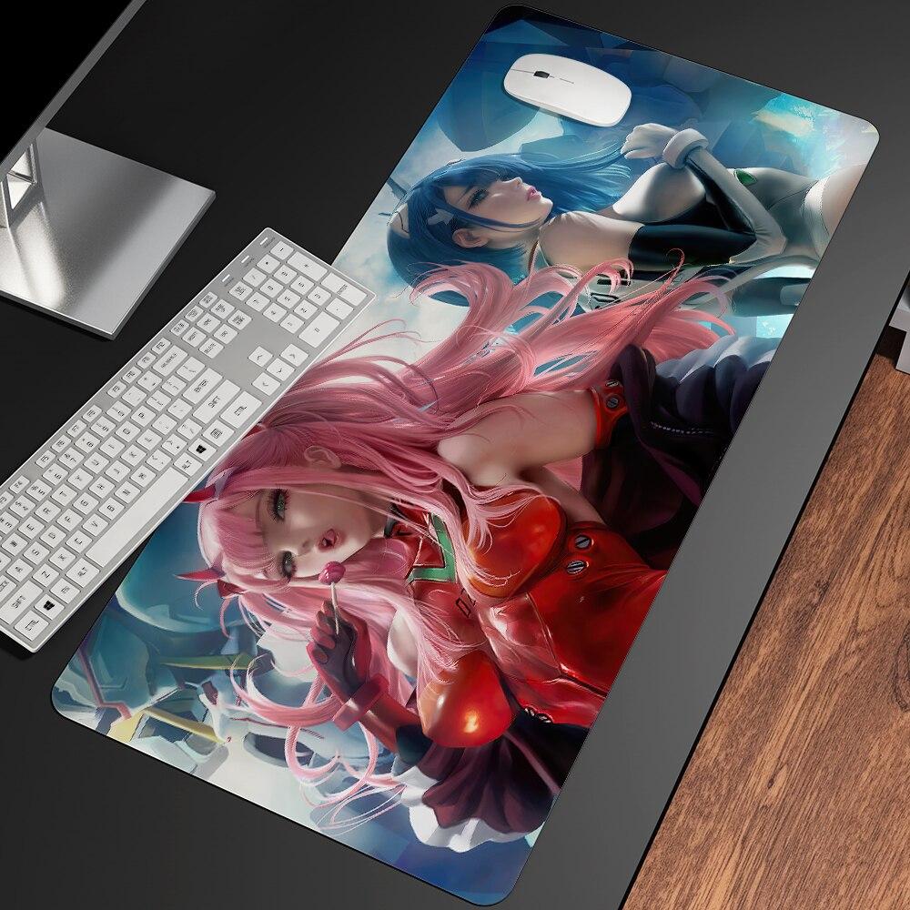 Сексуальный аниме «Дорогая в FranXX», офисные мыши, геймерские мягкие коврики для мыши с запирающимся краем, большой коврик для мыши, мультяшные офисные коврики для клавиатуры
