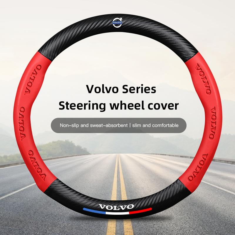 Volvo Steering Wheel Cover Carbon Fiber Leather Cover Car Accessories For Volvo Xc60 Xc90 V40 V60 S60 V50 V90 S80 C40 XC40 V70